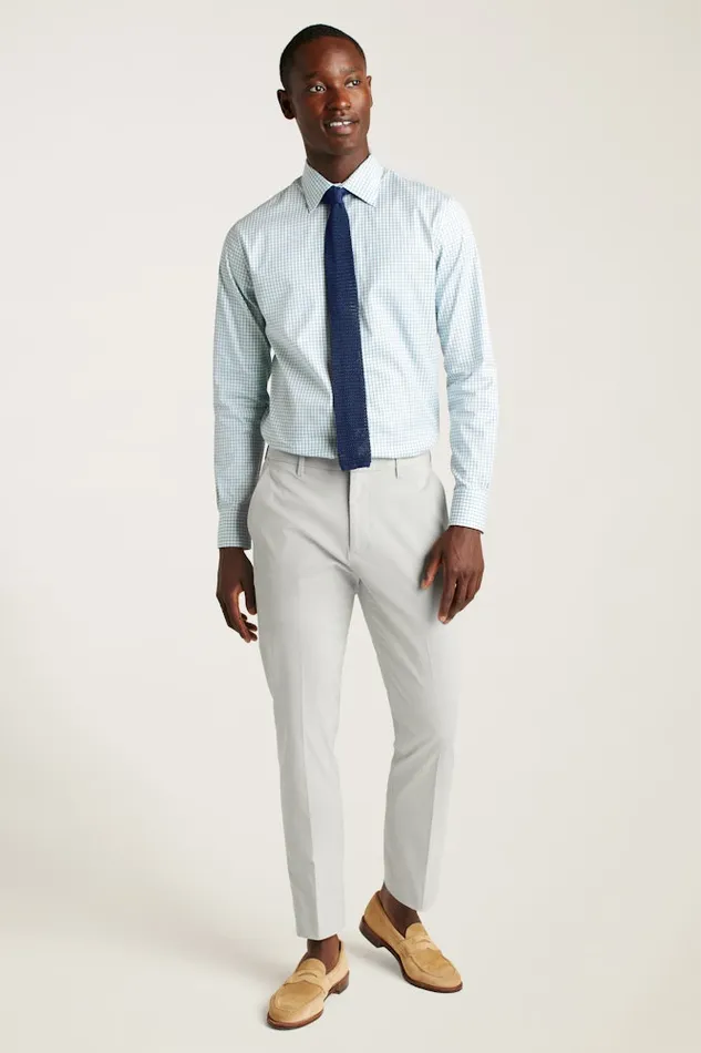 Men Bonobos Business Casual Shirts Easy WrinkleResistant Bonobos Weekday Warrior Dress Shirt Dusty Teal Birch Tattersal