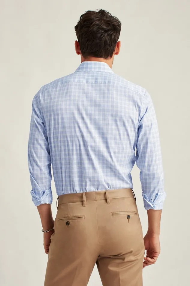 Men Bonobos Business Casual Shirts Sophisticated and Comfy Bonobos Jetsetter Stretch Dress Shirt Blue Myrtle Check