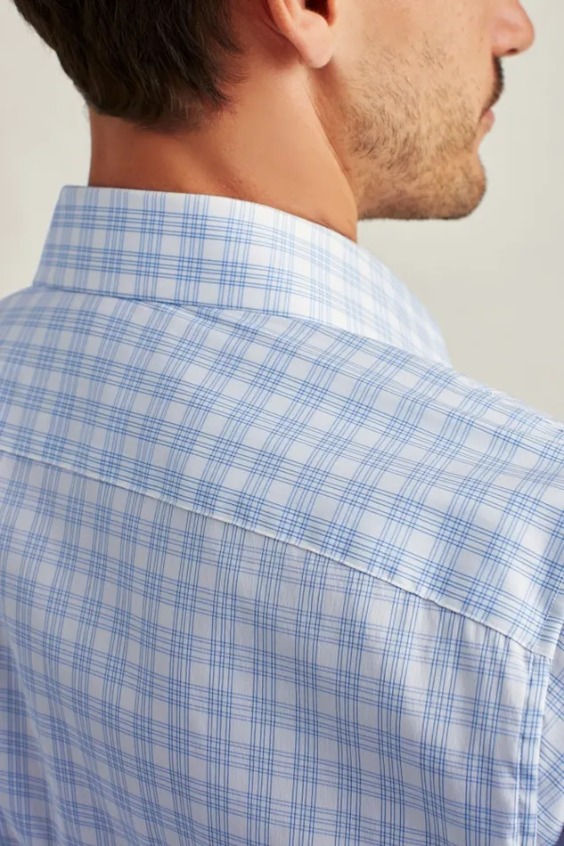 Men Bonobos Business Casual Shirts Sophisticated and Comfy Bonobos Jetsetter Stretch Dress Shirt Blue Myrtle Check