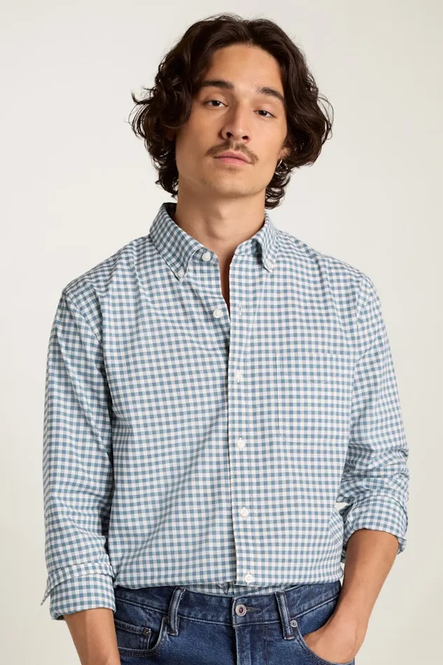 Men Bonobos Casual Shirts Stretch Everyday Shirt Bonobos Cotton Button Down Shirt Blue Ocean Plaid