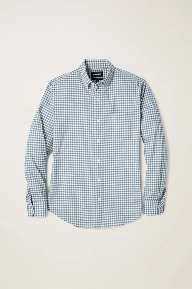 Men Bonobos Casual Shirts Stretch Everyday Shirt Bonobos Cotton Button Down Shirt Blue Ocean Plaid
