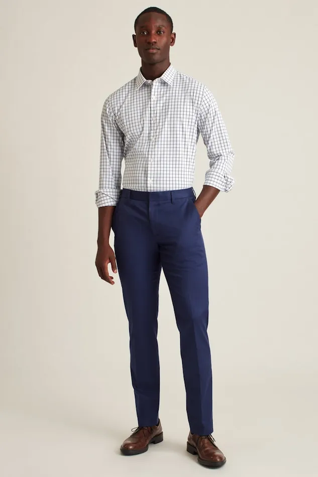Men Bonobos Casual Shirts Tech Button Down Shirt Dark Blue Horden Check
