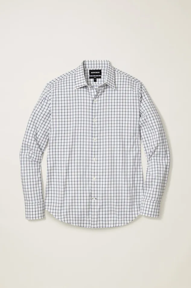 Men Bonobos Casual Shirts Tech Button Down Shirt Dark Blue Horden Check