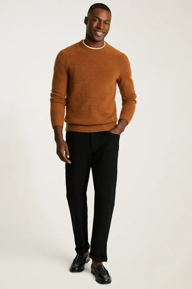 Men Bonobos Crew and VNeck Sweaters Boucle Crew Neck Sweater Camel