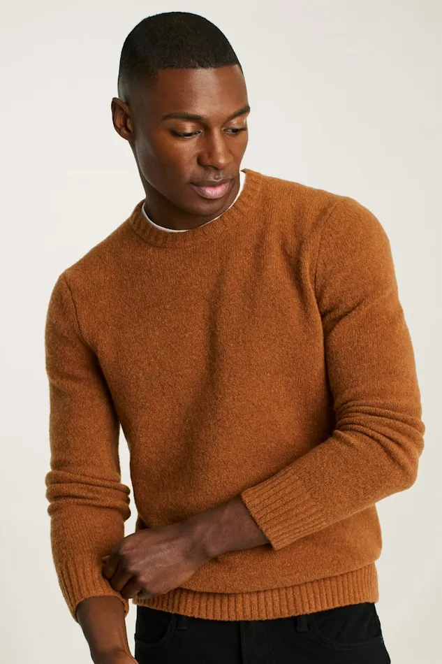 Men Bonobos Crew and VNeck Sweaters Boucle Crew Neck Sweater Camel Men Bonobos Crew and VNeck Sweaters Boucle Crew Neck Sweater Camel