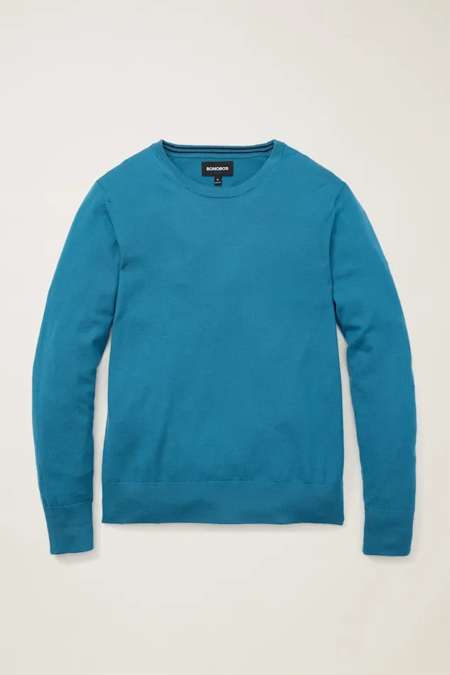 Men Bonobos Crew and VNeck Sweaters Washable Merino Crew Neck Sweater Mid Blue