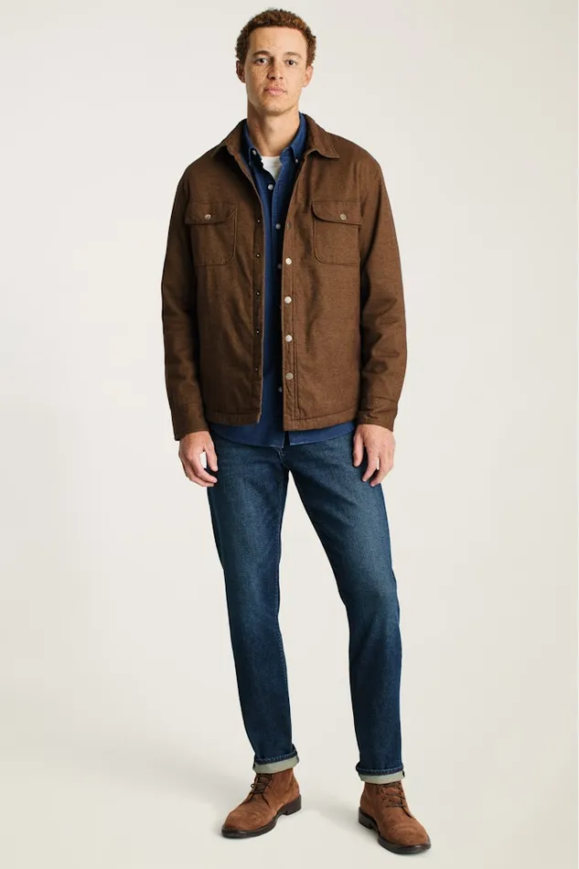 Men Bonobos Flannels and Shirt Jackets Flannel Quilted Jacket Rust Twill Dobby
