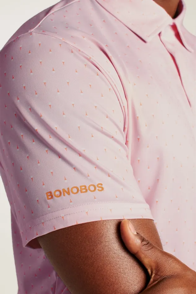 Men Bonobos Golf Polos and Tops The Performance Golf Polo Shirt Solid and Striped Pink Golf Tee Geo