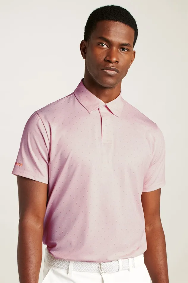 Men Bonobos Golf Polos and Tops The Performance Golf Polo Shirt Solid and Striped Pink Golf Tee Geo