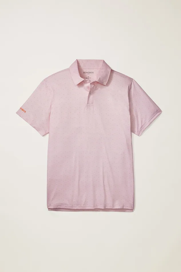 Men Bonobos Golf Polos and Tops The Performance Golf Polo Shirt Solid and Striped Pink Golf Tee Geo