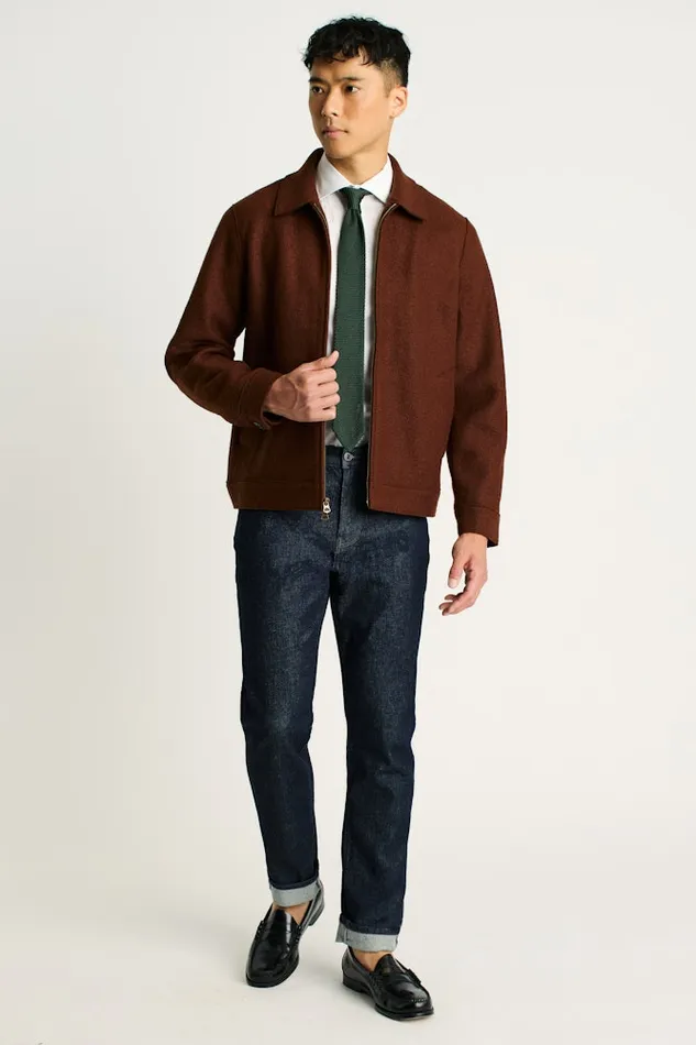 Men Bonobos Jackets and Coats Italian Brushed Wool Deck Jacket Brown Rust
