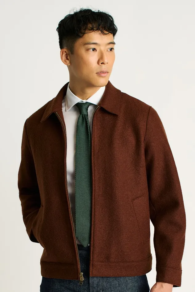Men Bonobos Jackets and Coats Italian Brushed Wool Deck Jacket Brown Rust Men Bonobos Jackets and Coats Italian Brushed Wool Deck Jacket Brown Rust