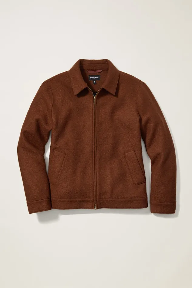 Men Bonobos Jackets and Coats Italian Brushed Wool Deck Jacket Brown Rust Men Bonobos Jackets and Coats Italian Brushed Wool Deck Jacket Brown Rust