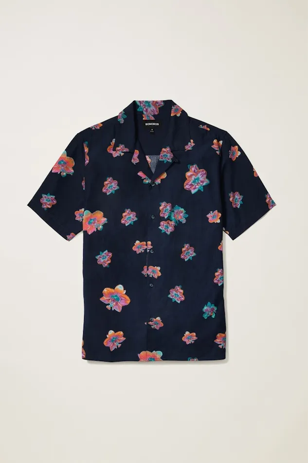 Men Bonobos Short Sleeve Shirts Riviera Cabana Shirt Navy Macro Floral Men Bonobos Short Sleeve Shirts Riviera Cabana Shirt Navy Macro Floral