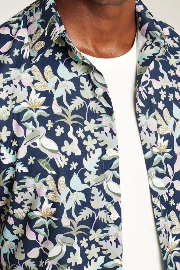 Men Bonobos Short Sleeve Shirts Tech Short Sleeve Shirt Navy Toucan Paradise Men Bonobos Short Sleeve Shirts Tech Short Sleeve Shirt Navy Toucan Paradise