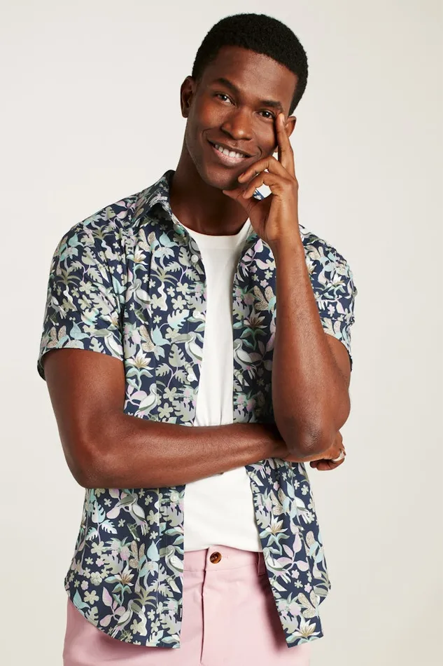 Men Bonobos Short Sleeve Shirts Tech Short Sleeve Shirt Navy Toucan Paradise Men Bonobos Short Sleeve Shirts Tech Short Sleeve Shirt Navy Toucan Paradise