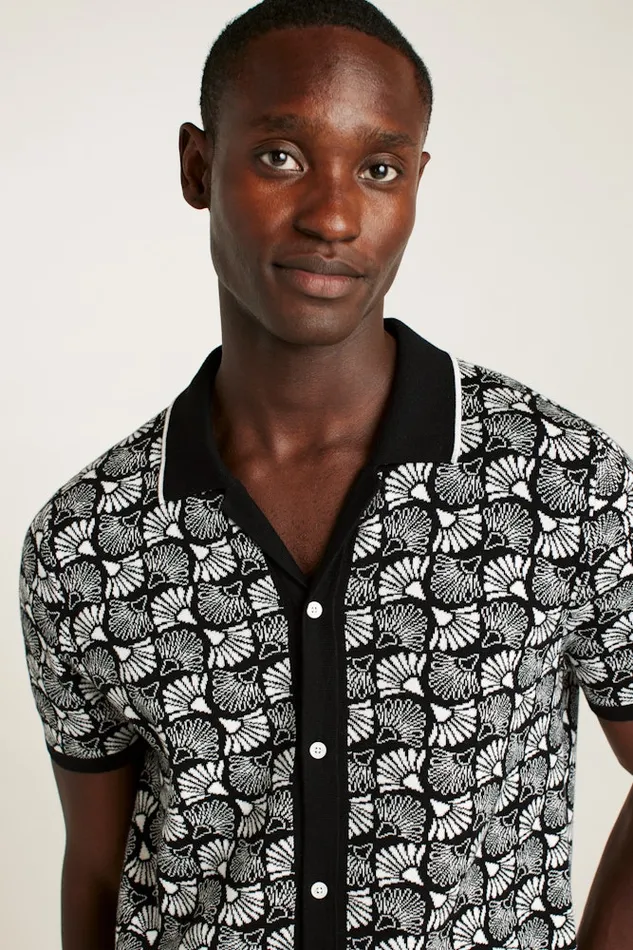 Men Bonobos Sweater Polos Hudson Cabana Sweater Polo Black Cotton Floral Fan Men Bonobos Sweater Polos Hudson Cabana Sweater Polo Black Cotton Floral Fan