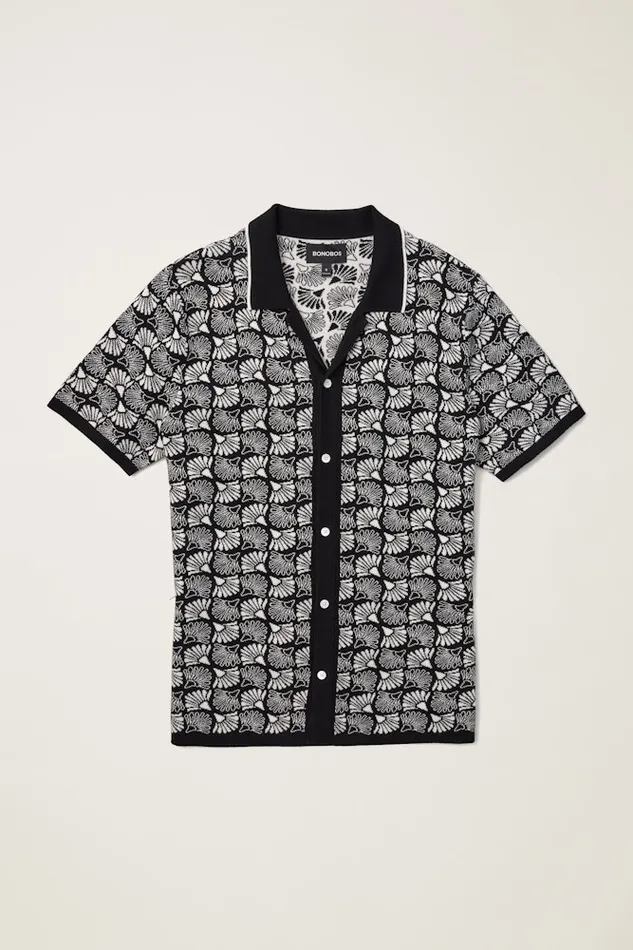 Men Bonobos Sweater Polos Hudson Cabana Sweater Polo Black Cotton Floral Fan Men Bonobos Sweater Polos Hudson Cabana Sweater Polo Black Cotton Floral Fan