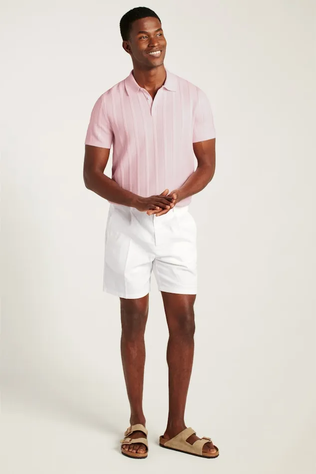 Men Bonobos Sweater Polos Hudson Sweater Polo Pink Cotton Honeycomb