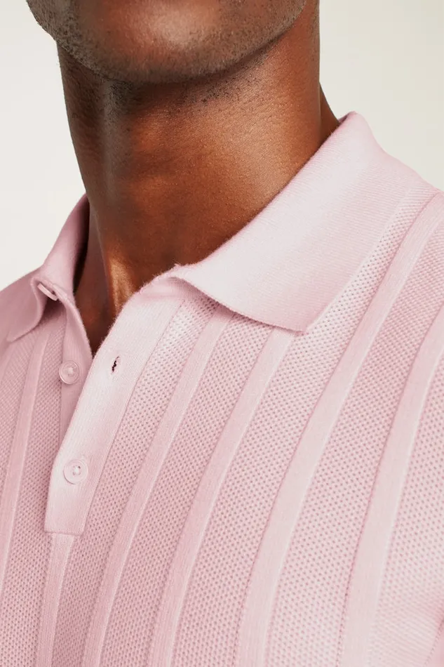 Men Bonobos Sweater Polos Hudson Sweater Polo Pink Cotton Honeycomb Men Bonobos Sweater Polos Hudson Sweater Polo Pink Cotton Honeycomb