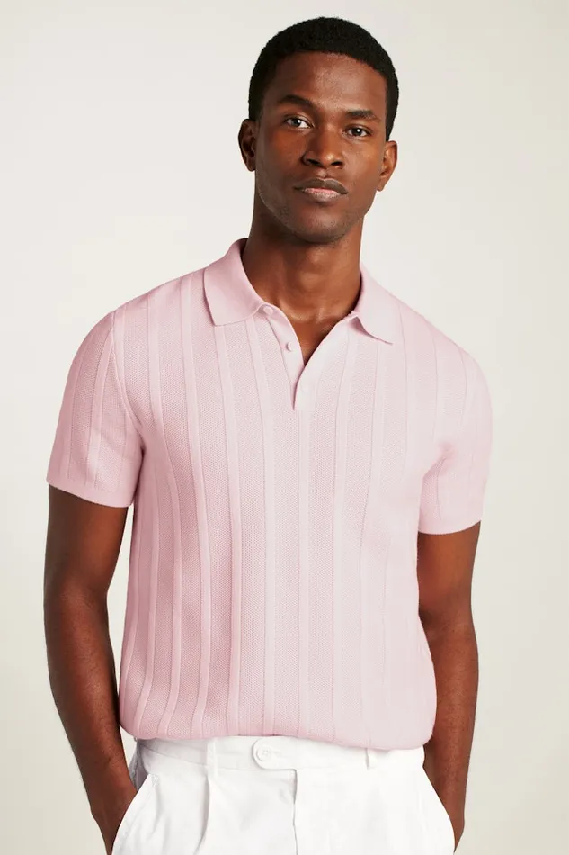 Men Bonobos Sweater Polos Hudson Sweater Polo Pink Cotton Honeycomb Men Bonobos Sweater Polos Hudson Sweater Polo Pink Cotton Honeycomb