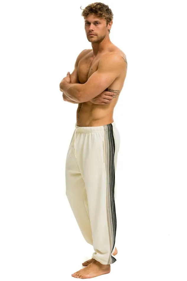 Men Bottoms Aviator Nation 5 STRIPE SWEATPANTS 8211 VINTAGE WHITE GREY