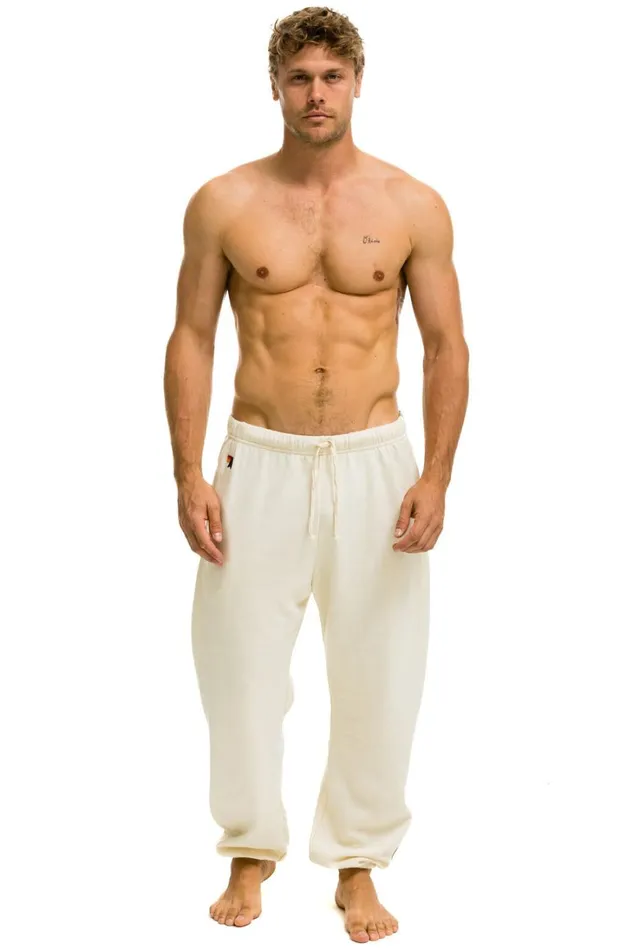 Men Bottoms Aviator Nation 5 STRIPE SWEATPANTS 8211 VINTAGE WHITE GREY