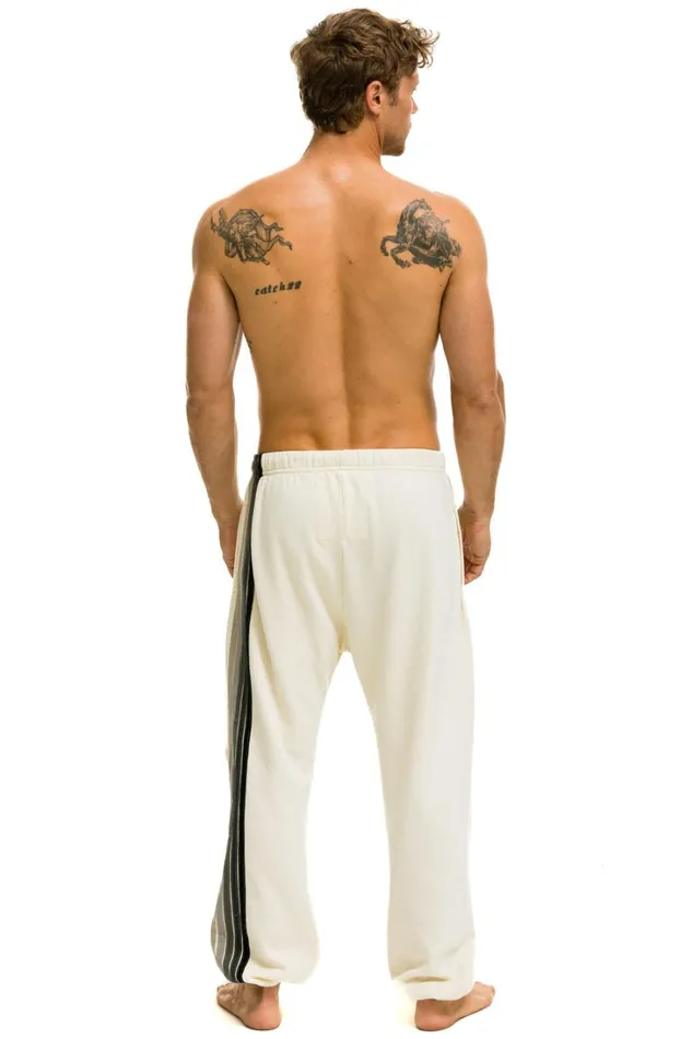 Men Bottoms Aviator Nation 5 STRIPE SWEATPANTS 8211 VINTAGE WHITE GREY