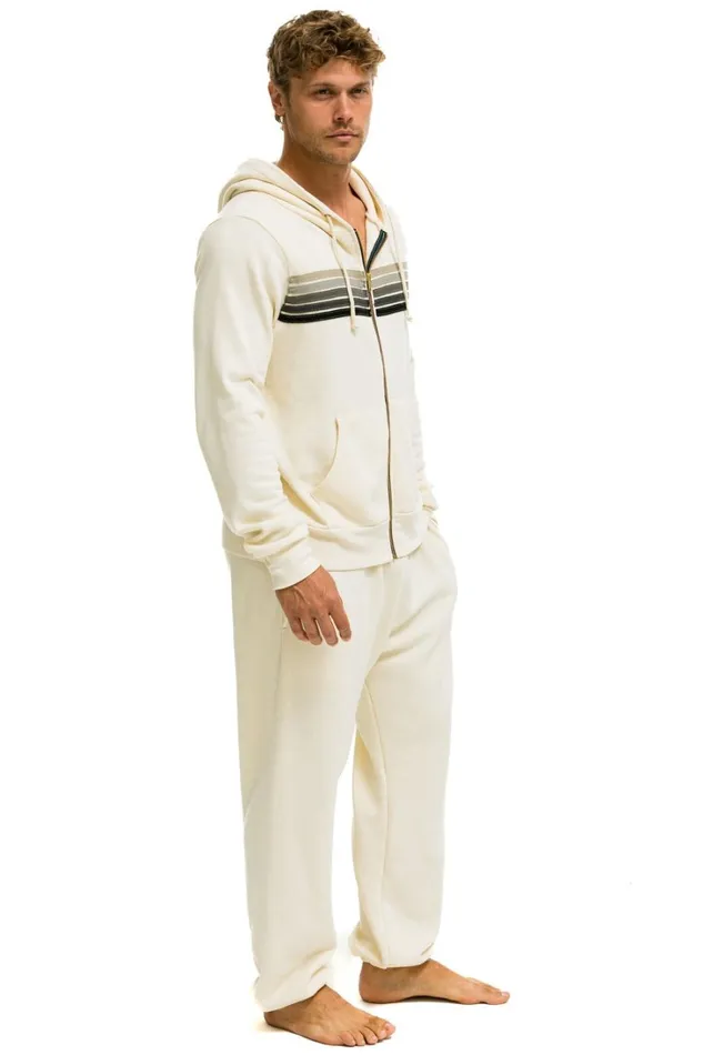 Men Bottoms Aviator Nation 5 STRIPE SWEATPANTS 8211 VINTAGE WHITE GREY