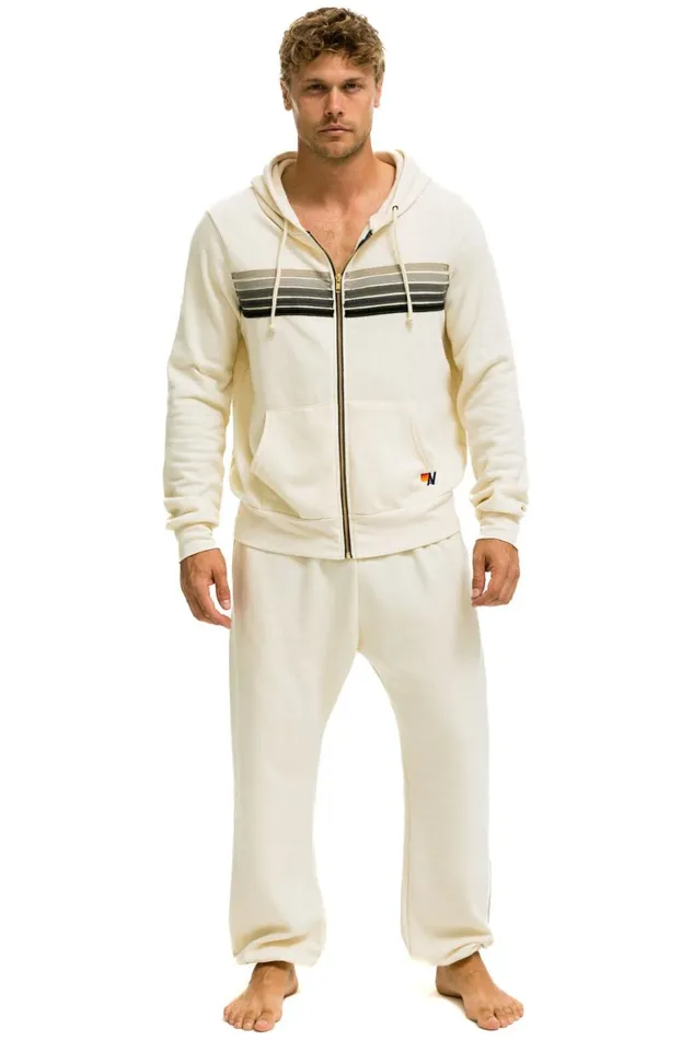 Men Bottoms Aviator Nation 5 STRIPE SWEATPANTS 8211 VINTAGE WHITE GREY