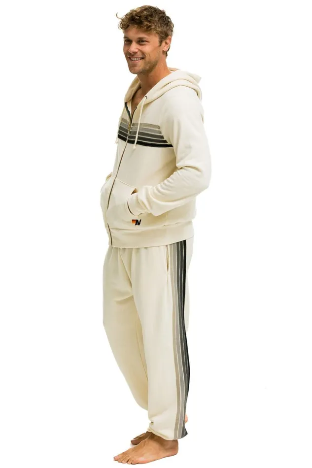 Men Bottoms Aviator Nation 5 STRIPE SWEATPANTS 8211 VINTAGE WHITE GREY