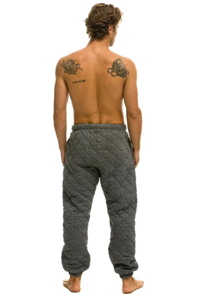Men Bottoms Aviator Nation QUILTED SWEATPANTS 8211 HEATHER GREY Men Bottoms Aviator Nation QUILTED SWEATPANTS 8211 HEATHER GREY