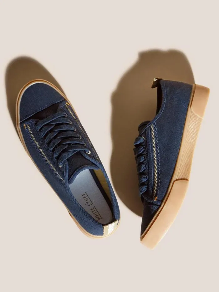 Men Canvas Lace Up Plimsolls Navy Multi White Stuff Trainers Men Canvas Lace Up Plimsolls Navy Multi White Stuff Trainers