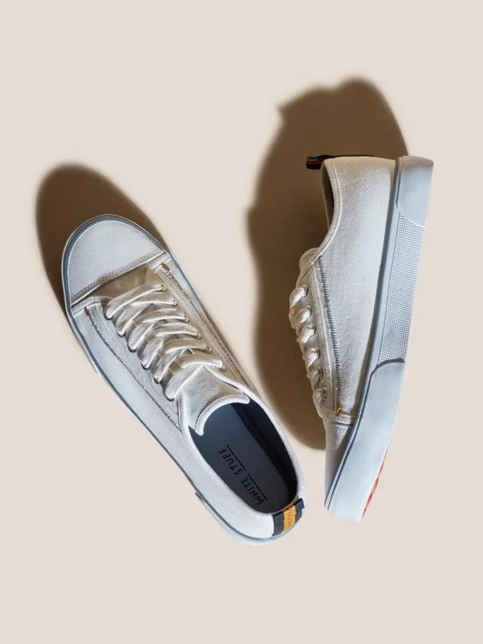 Men Canvas Lace Up Plimsolls White Multi White Stuff Trainers