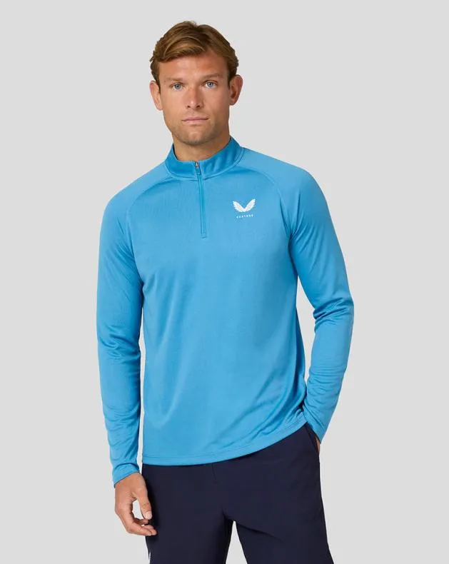 Men Castore Tops Adapt Long Sleeve Lightweight Quarter Zip Top 8211 Corn Blue