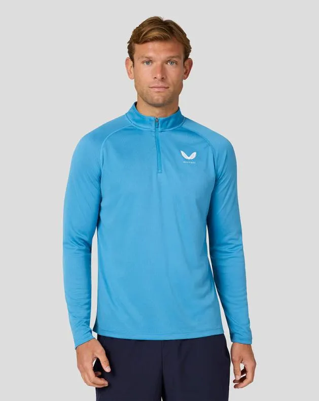 Men Castore Tops Adapt Long Sleeve Lightweight Quarter Zip Top 8211 Corn Blue