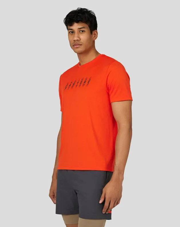 Men Castore Tops Flow Short Sleeve Graphic TShirt 8211 Deep Orange