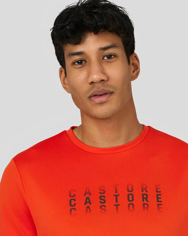 Men Castore Tops Flow Short Sleeve Graphic TShirt 8211 Deep Orange