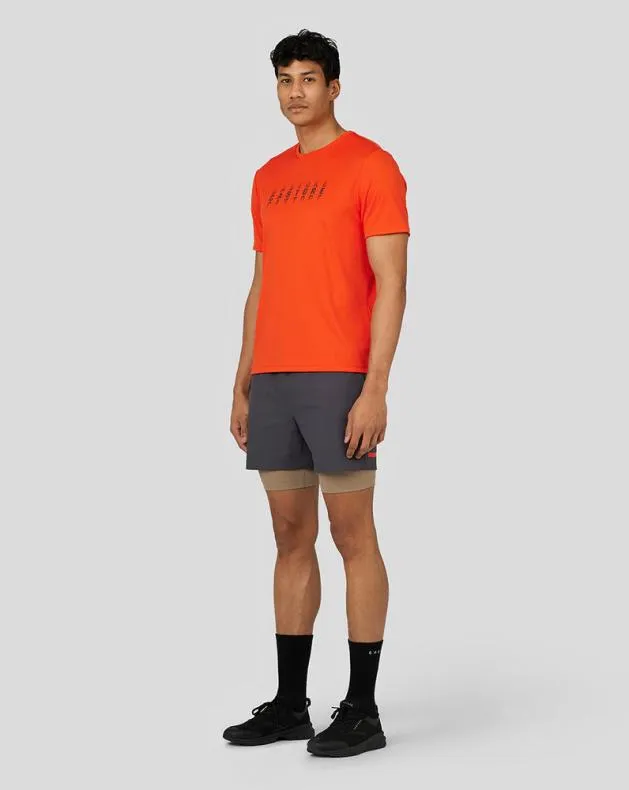 Men Castore Tops Flow Short Sleeve Graphic TShirt 8211 Deep Orange