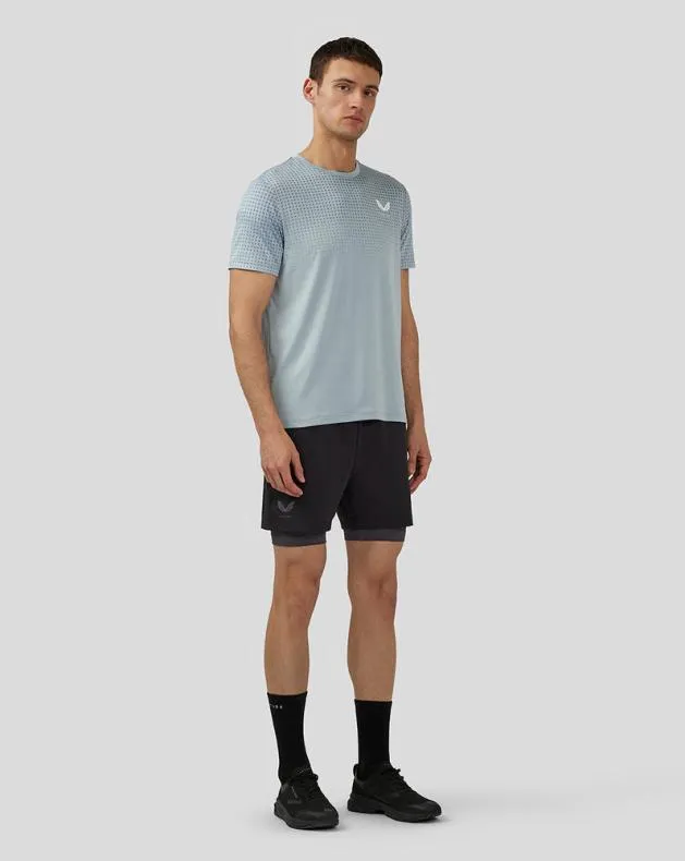 Men Castore Tops Flow Short Sleeve Knit TShirt 8211 Stone Blue