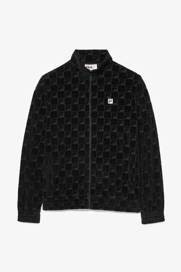 Men Coats and Jackets Fila Jacquard Velour Track Jacket 001 Black
