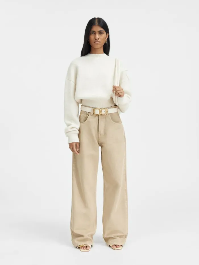 Men Denim JACQUEMUS The Wide DeNmes Denim Pants Beige Men Denim JACQUEMUS The Wide DeNmes Denim Pants Beige