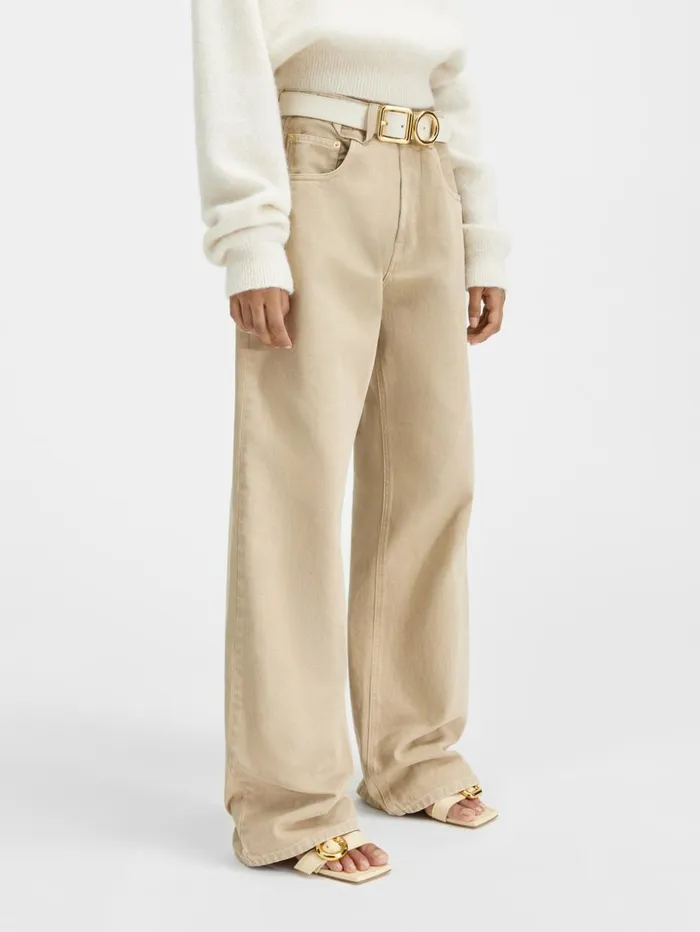 Men Denim JACQUEMUS The Wide DeNmes Denim Pants Beige Men Denim JACQUEMUS The Wide DeNmes Denim Pants Beige