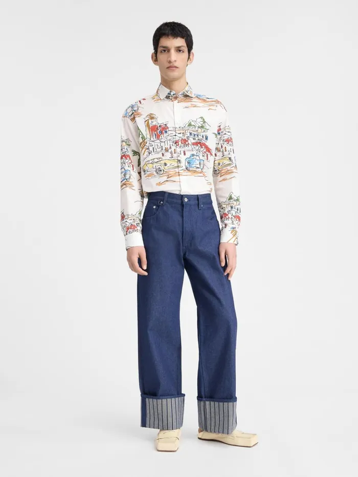 Men Denim JACQUEMUS The Wide DeNmes Denim Pants Navy Navy Stripes