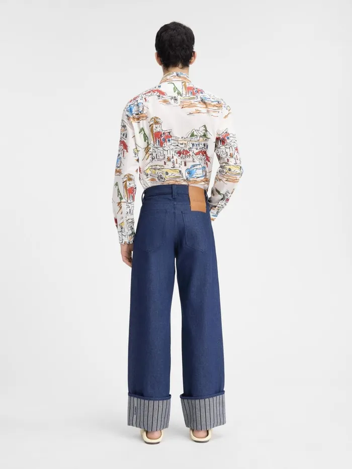 Men Denim JACQUEMUS The Wide DeNmes Denim Pants Navy Navy Stripes