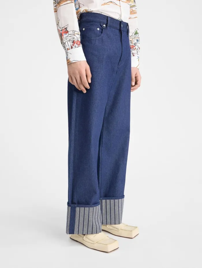 Men Denim JACQUEMUS The Wide DeNmes Denim Pants Navy Navy Stripes