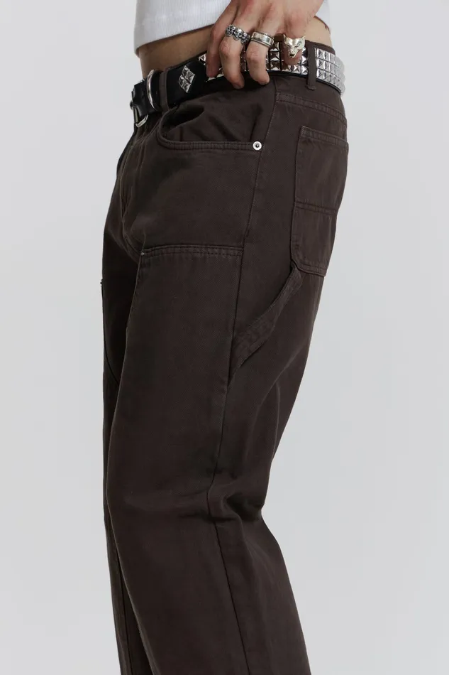 Men Denim Jaded London Shop Brown Carpenter Jeans In Skate Fit