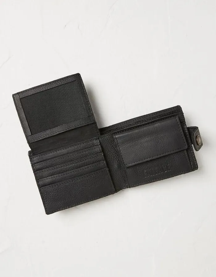 Men FatFace Bags and Wallets Multi Compartment Leather Wallet Black