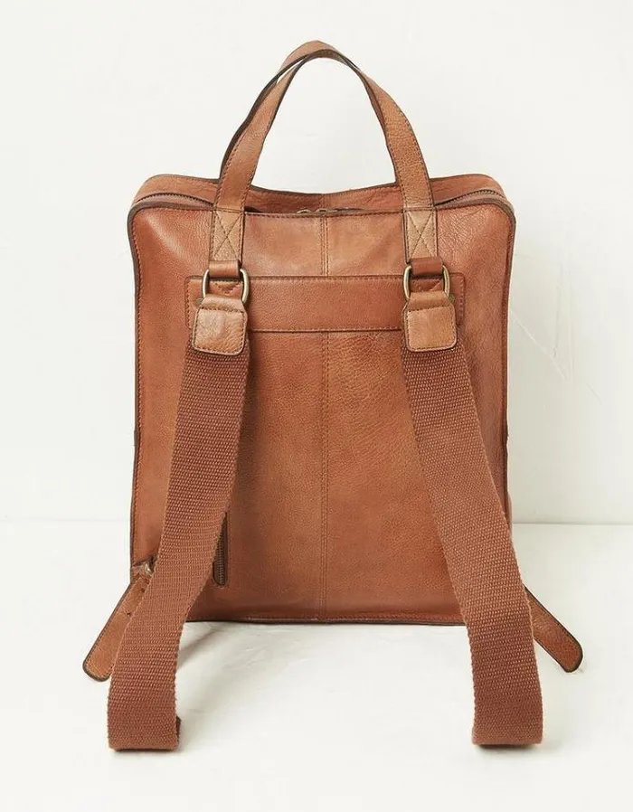 Men FatFace Bags and Wallets Windsor Leather Rucksack Chestnut Brown
