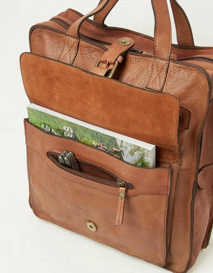 Men FatFace Bags and Wallets Windsor Leather Rucksack Chestnut Brown